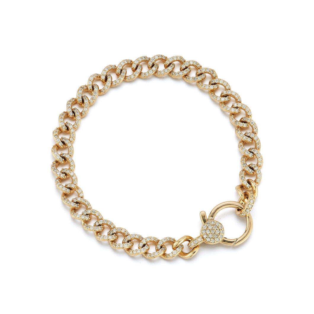 6mm Curb Chain with Diamond Bracelet