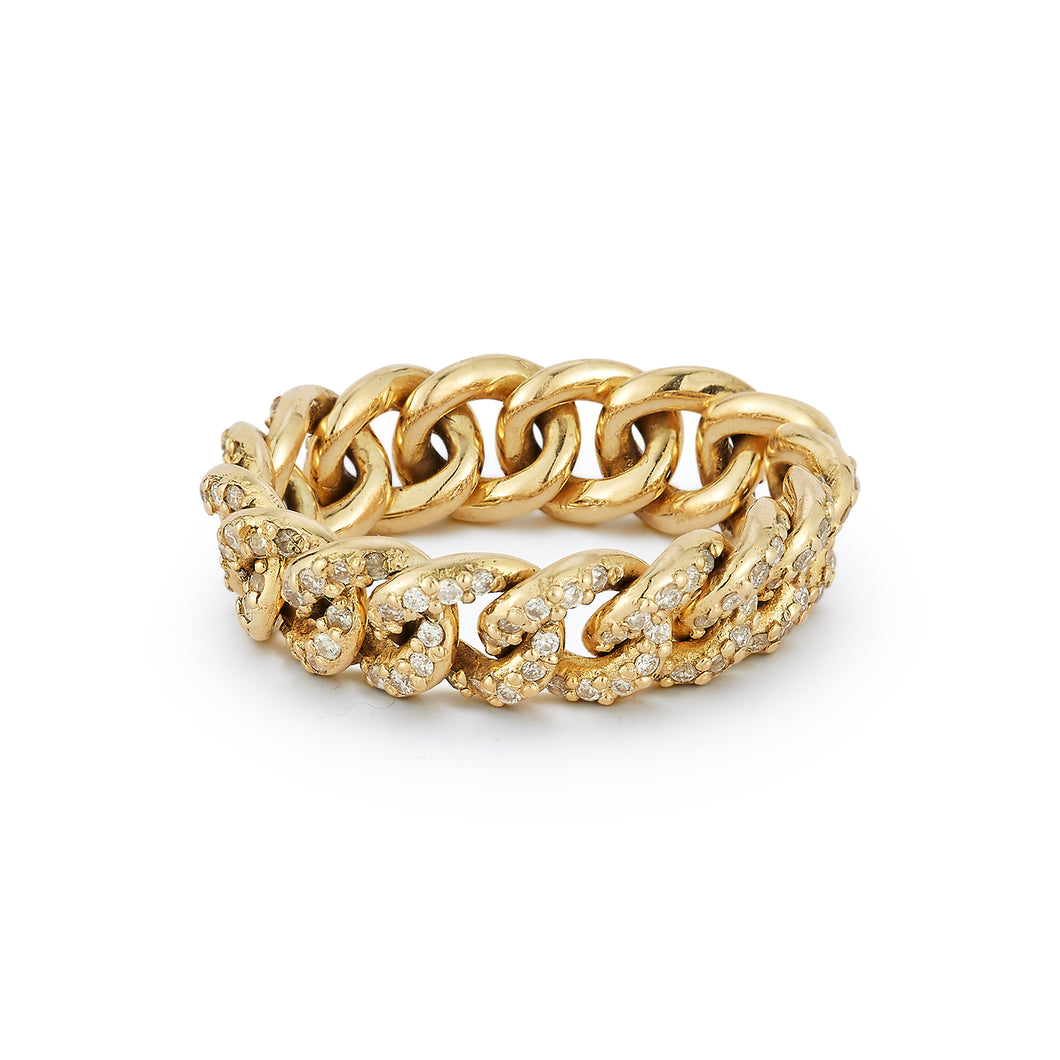 Curb Chain Ring With Diamonds