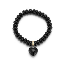 Load image into Gallery viewer, Black Onyx Heart Charm Bracelet
