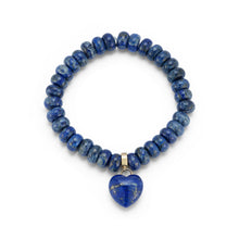 Load image into Gallery viewer, Lapis Lazuli Heart Charm Bracelet
