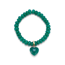 Load image into Gallery viewer, Green Onyx Heart Charm Bracelet
