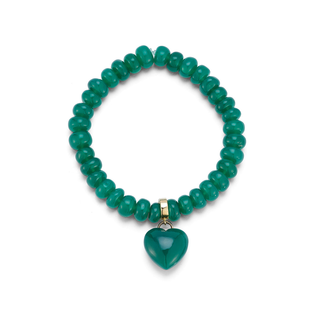 Green Onyx Heart Charm Bracelet
