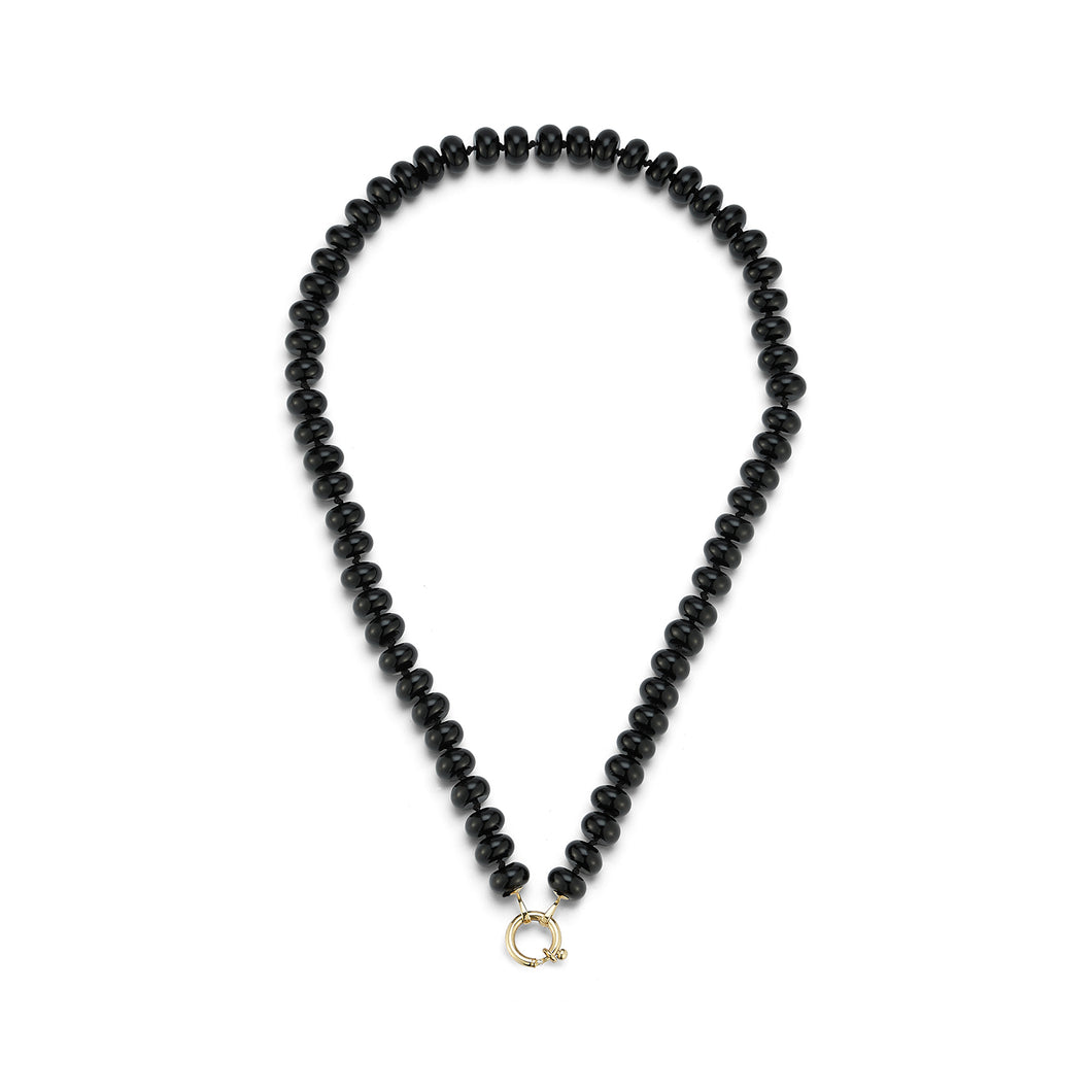 Black Onyx Rondelle Bead Necklace