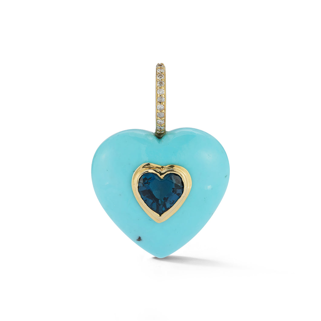 Stone Heart Pendant- Turquoise