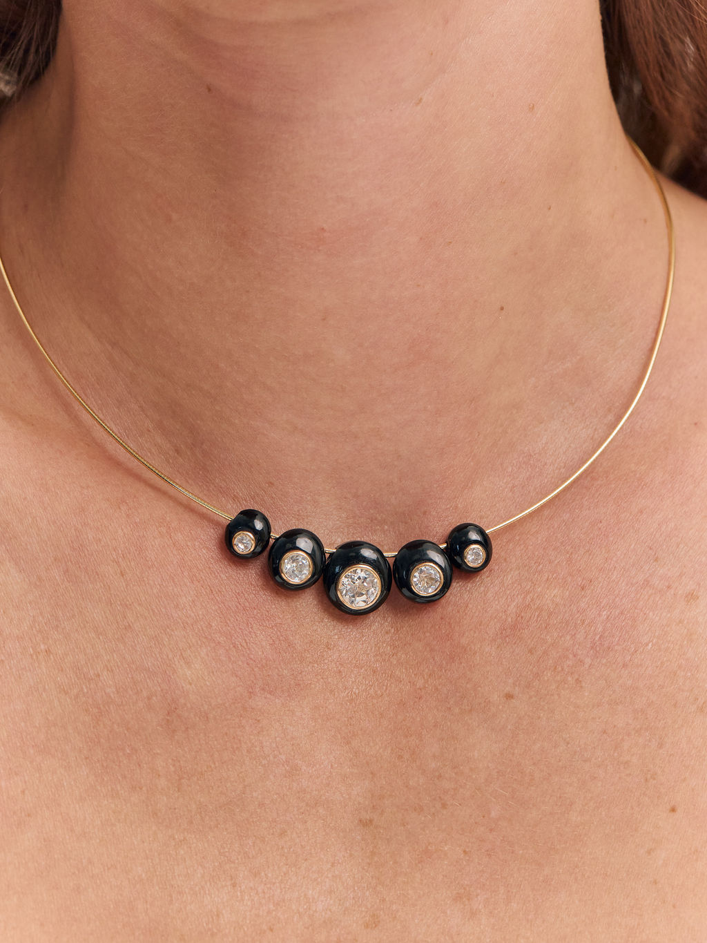 Gemstone Bead Necklace- Black Onyx