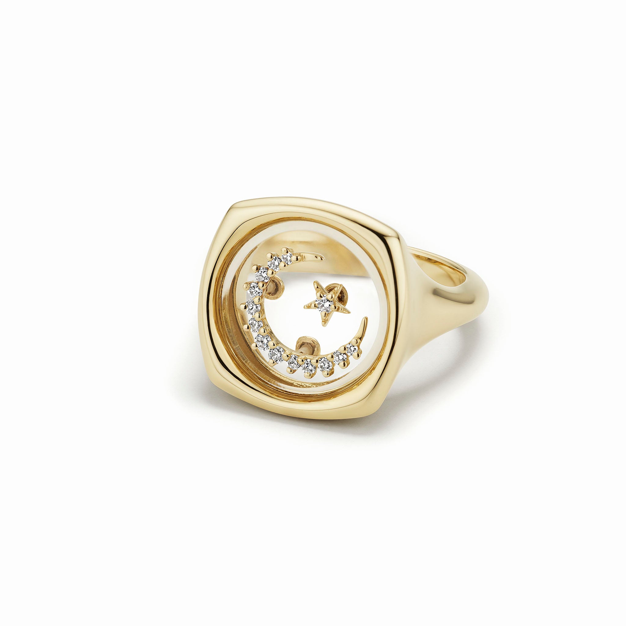 Moon & Star Crystal Ring-side