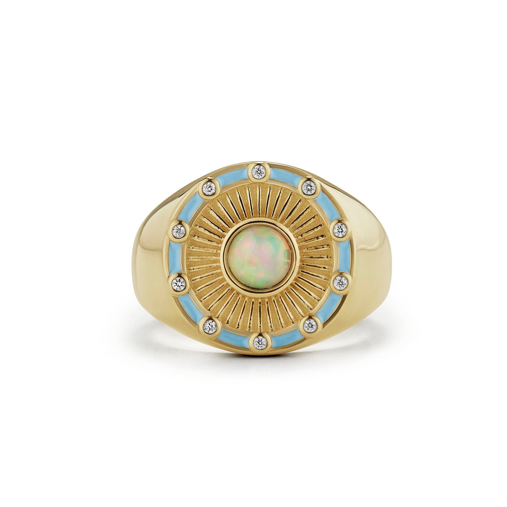 Opal Sunburst Clarity Signet Ring