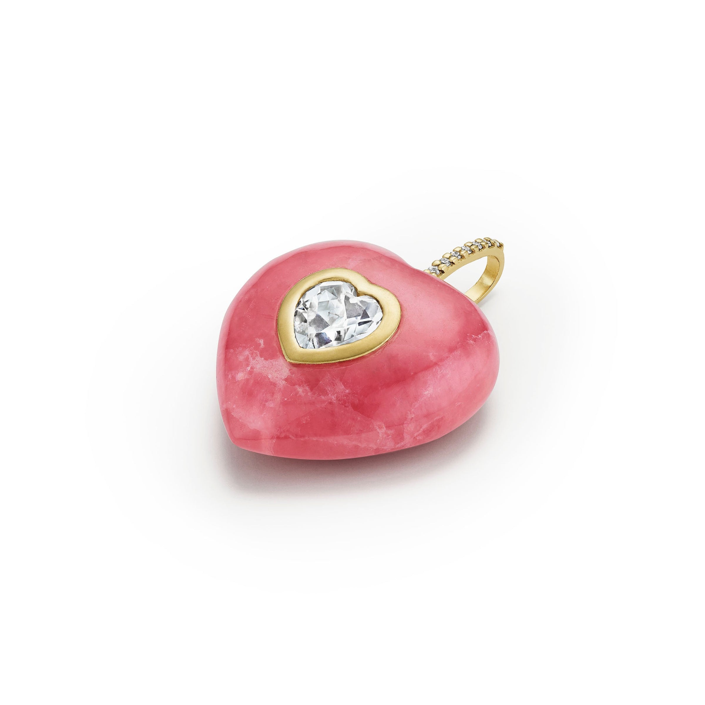 Pink Rhodochrosite Heart Pendant-angle