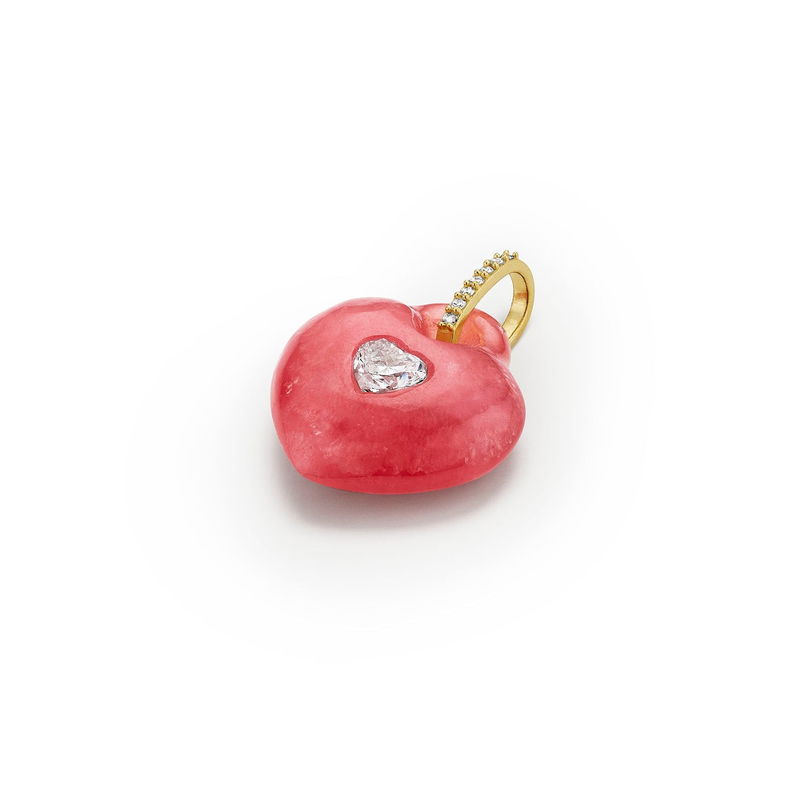 Pink Rhodochrosite Mini Heart Pendant-angle