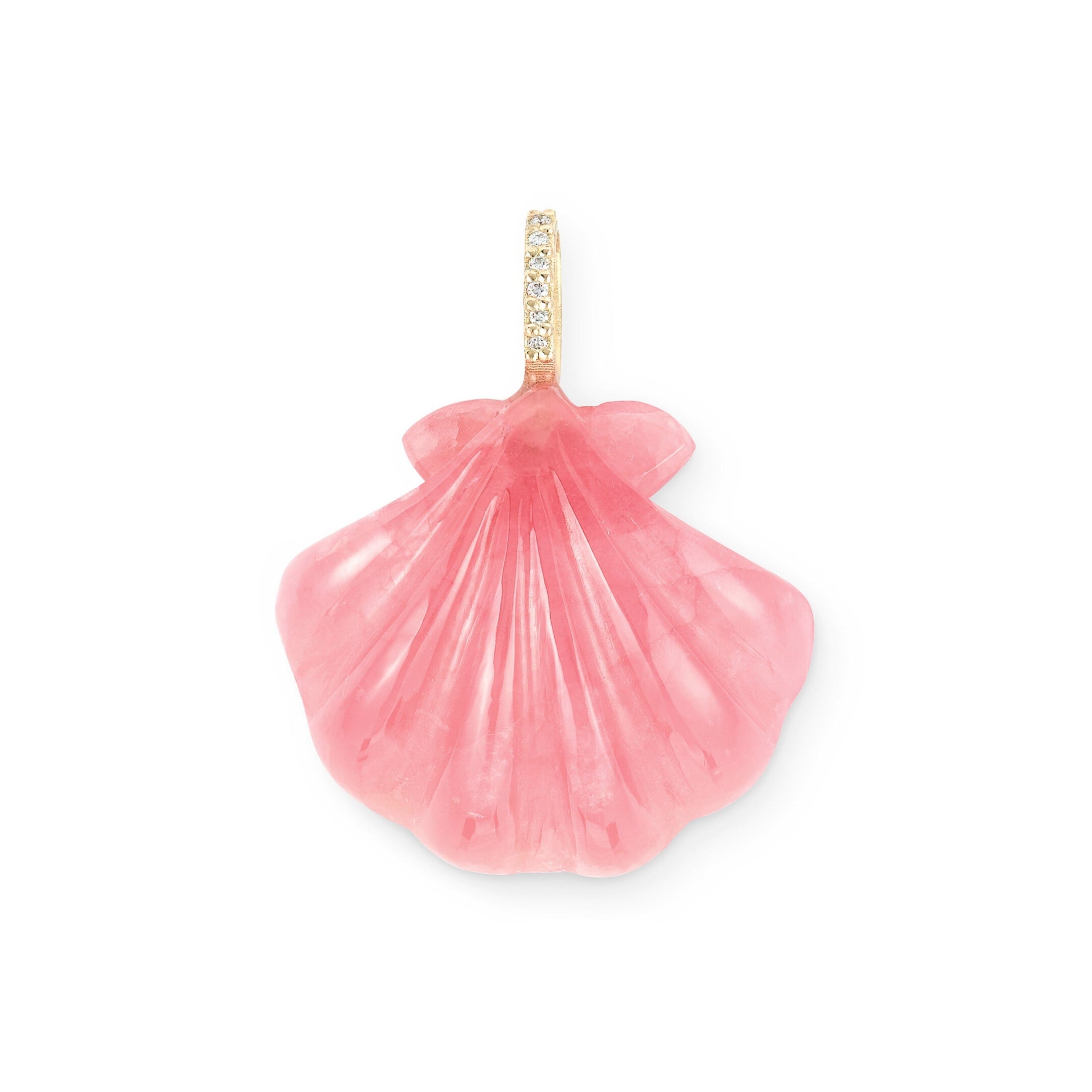 Pink Rhodochrosite Scallop Shell Pendant