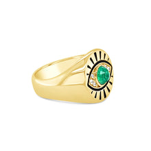 Load image into Gallery viewer, Protection Evil Eye Signet Ring-Emerald
