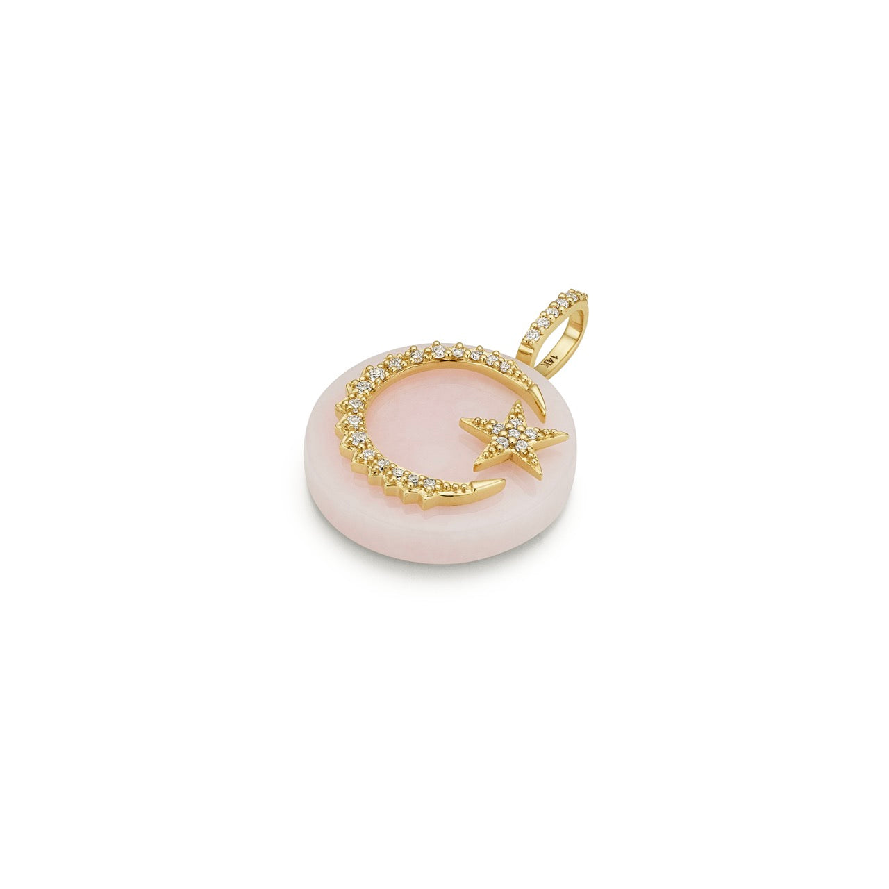 Pink Opal pendant with moon and star diamond details