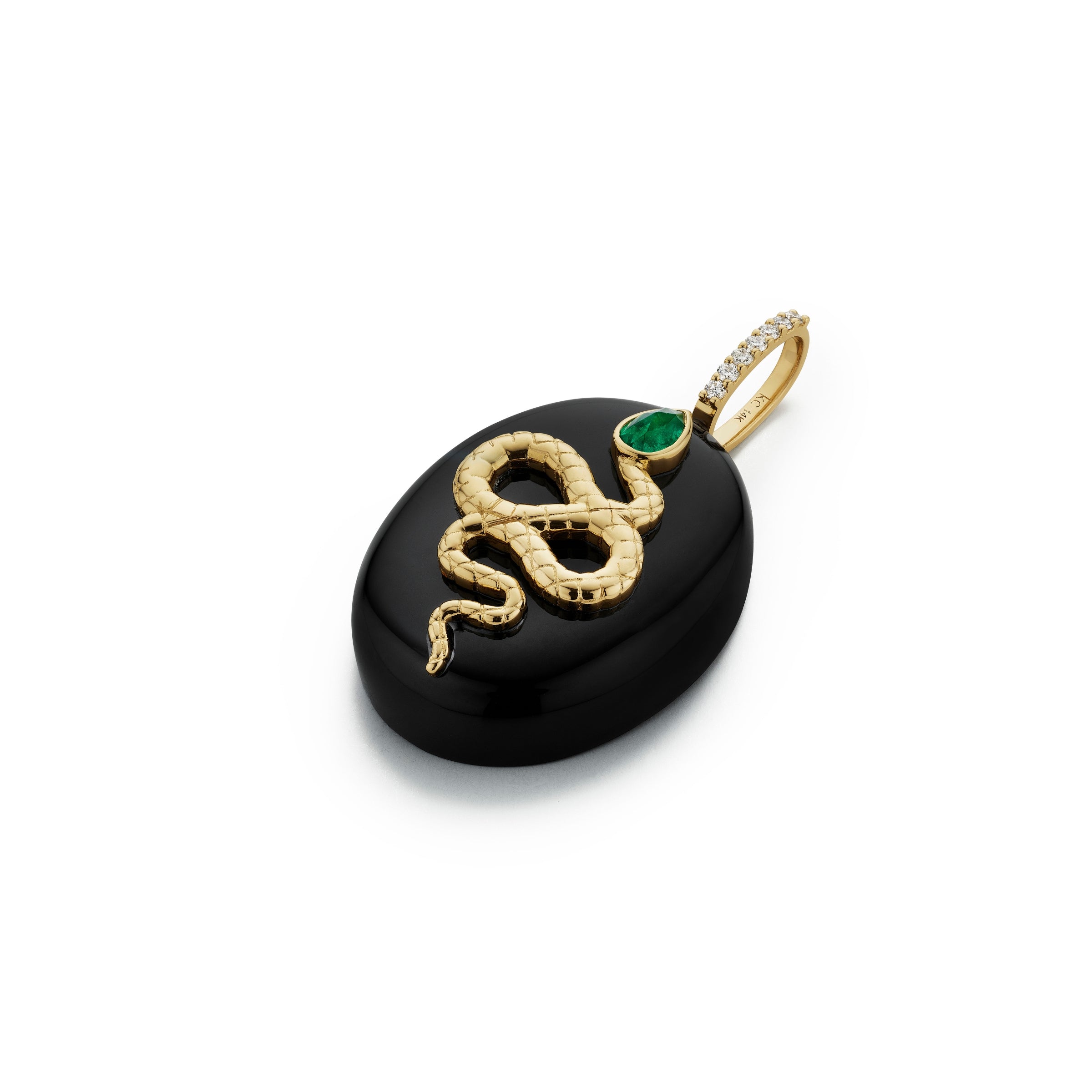 Serpent Cabochon Pendant- Black Onyx