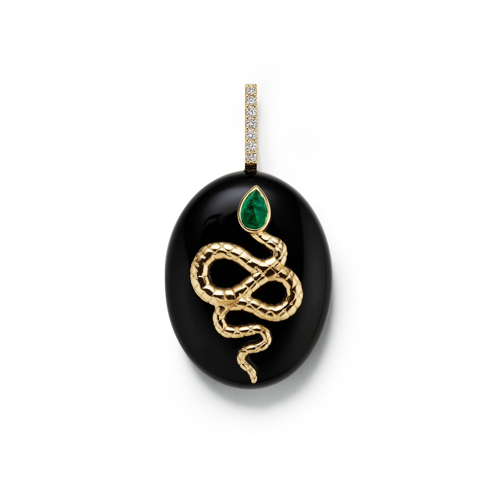 Serpent Cabochon Pendant- Black Onyx