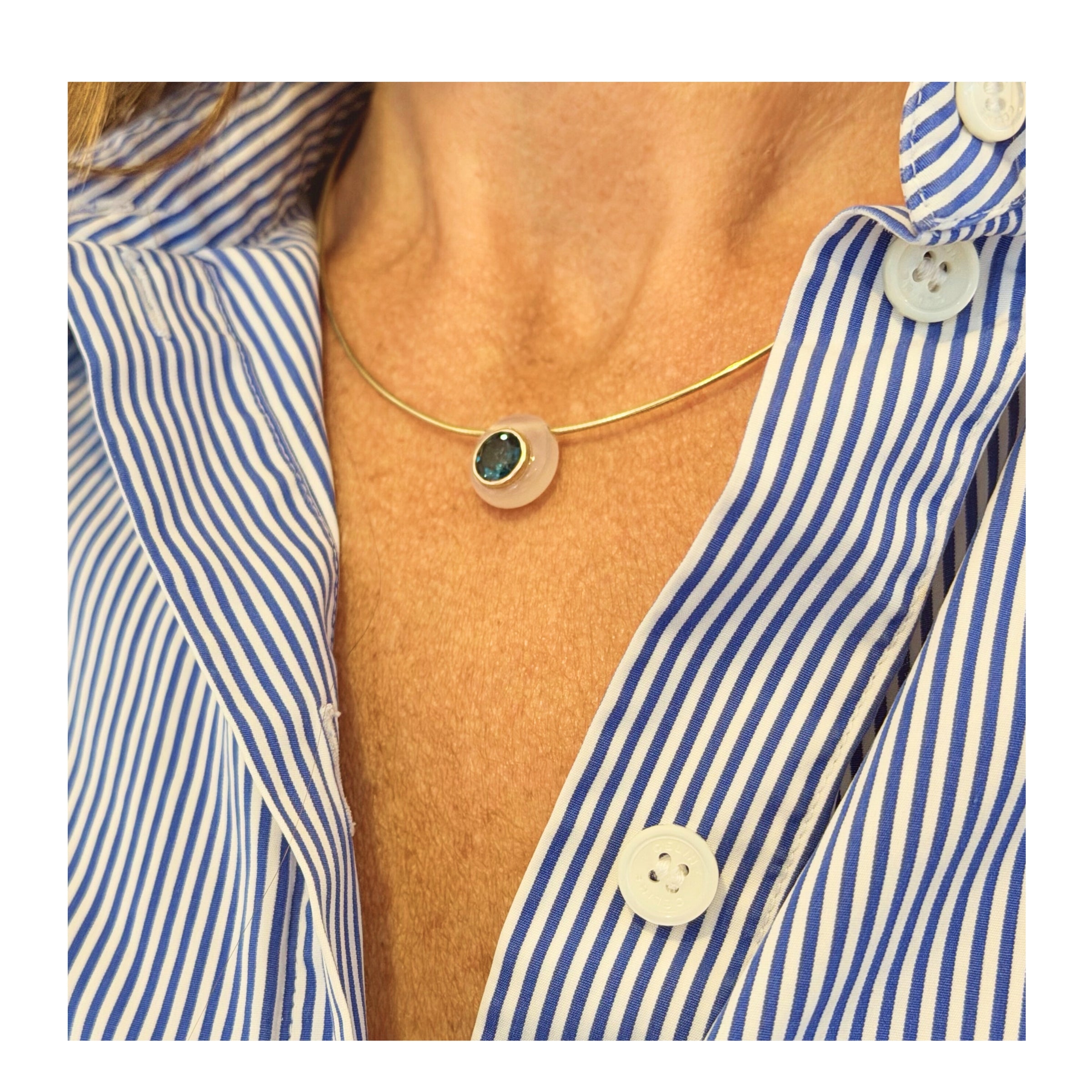 Gemstone Bead Necklace- White Onyx