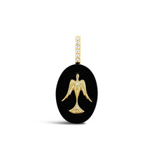 Load image into Gallery viewer, Black onyx pendant with gold dove design
