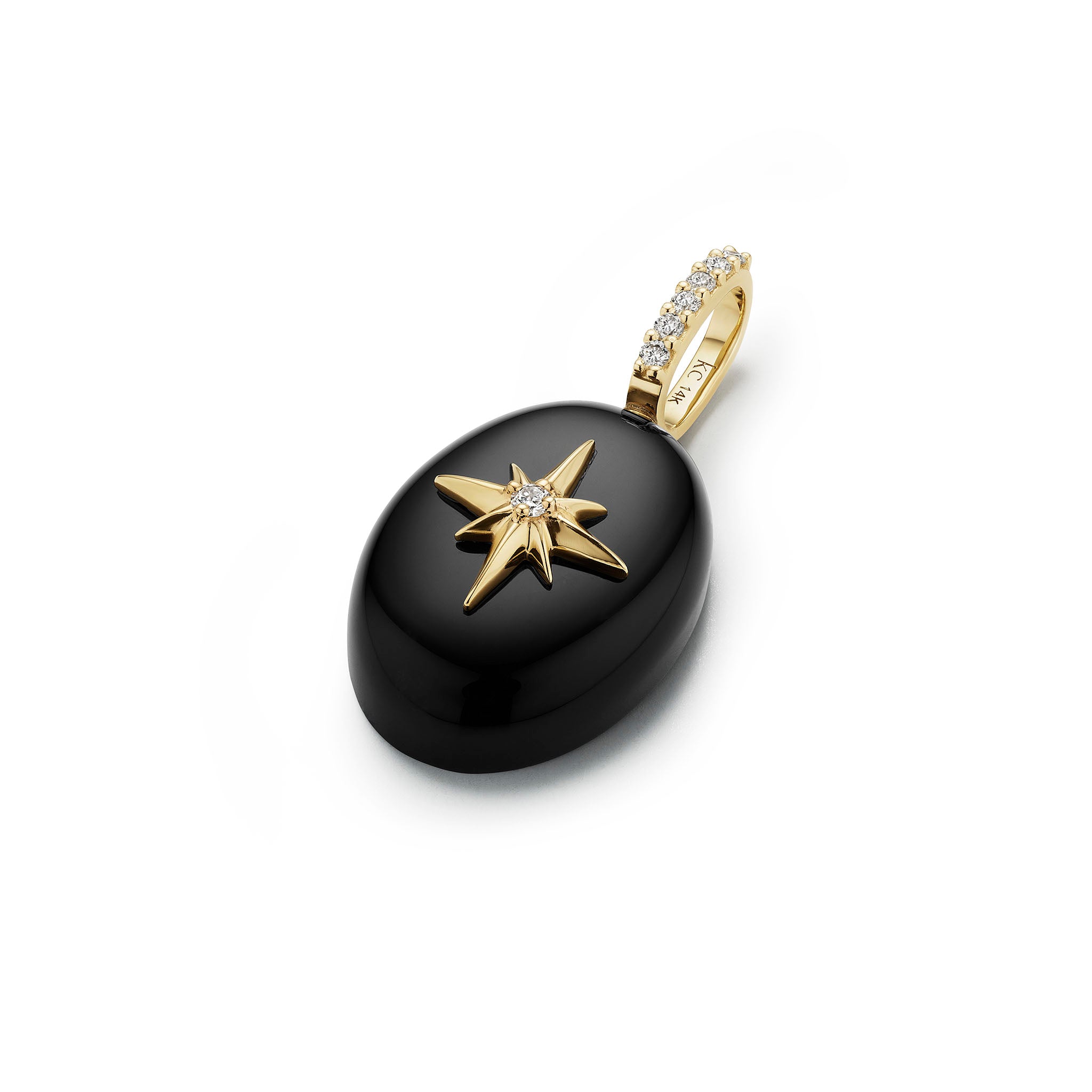 Small Oval Starburst Cabochon Pendant-Black Onyx