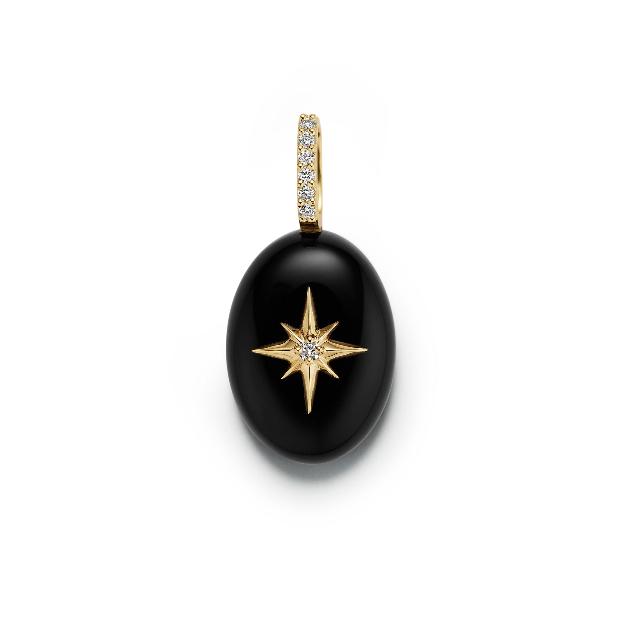 Small Oval Starburst Cabochon Pendant-Black Onyx