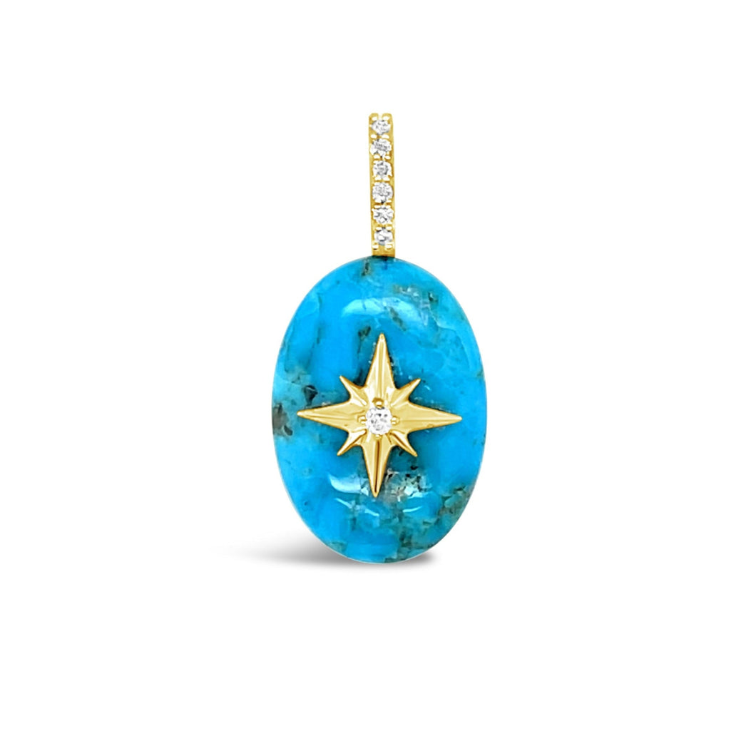 Turquoise Small Oval Cabochon Starburst Pendant