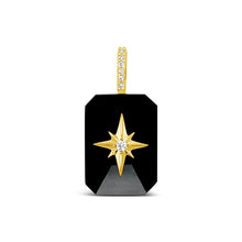 Load image into Gallery viewer, Black Onyx Emerald Cut Cabochon Starburst Pendant
