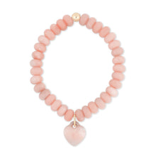 Load image into Gallery viewer, Heart Gemstone Charm Bracelet- Pink Opal
