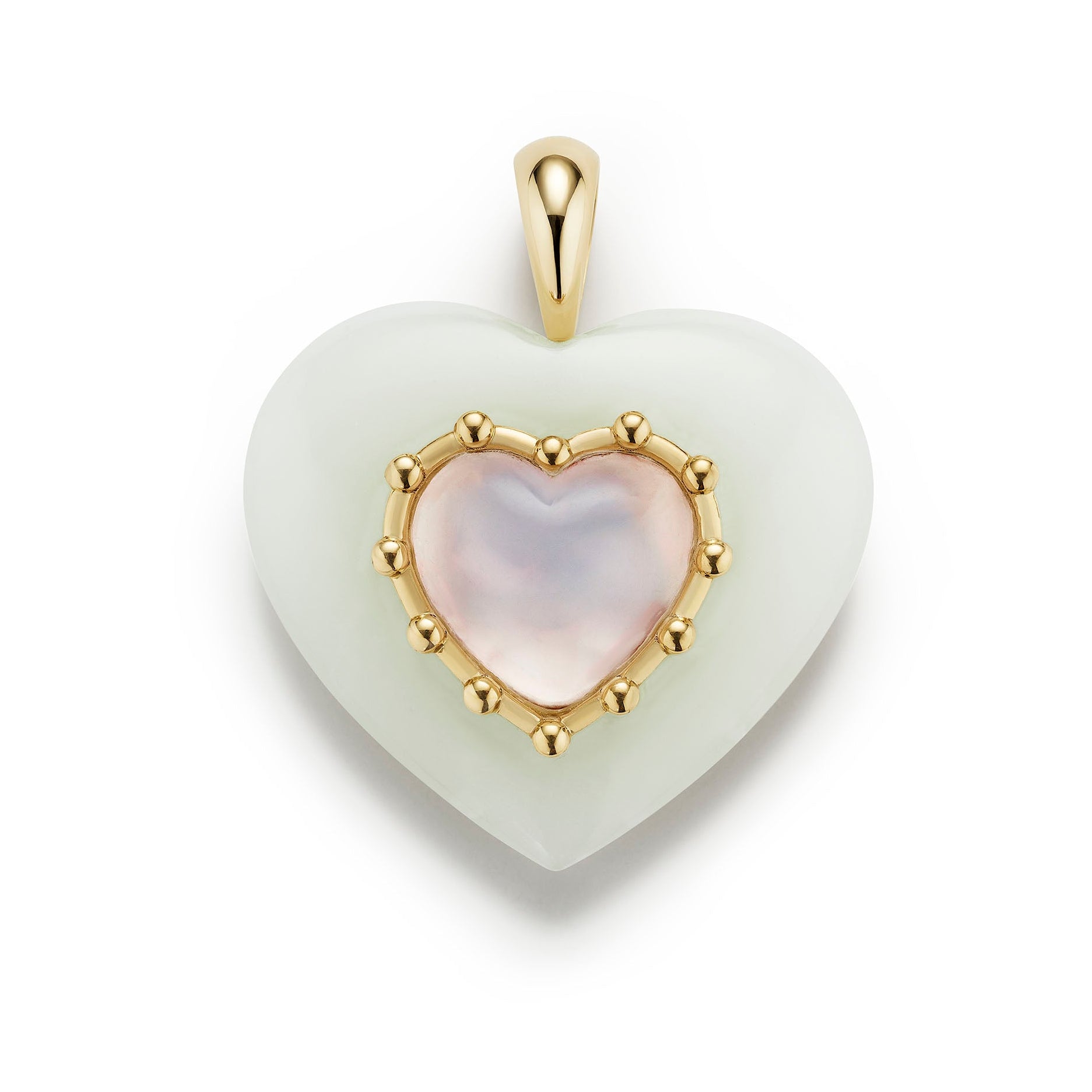 White Onyx & Rose Quartz Sacred Heart Pendant