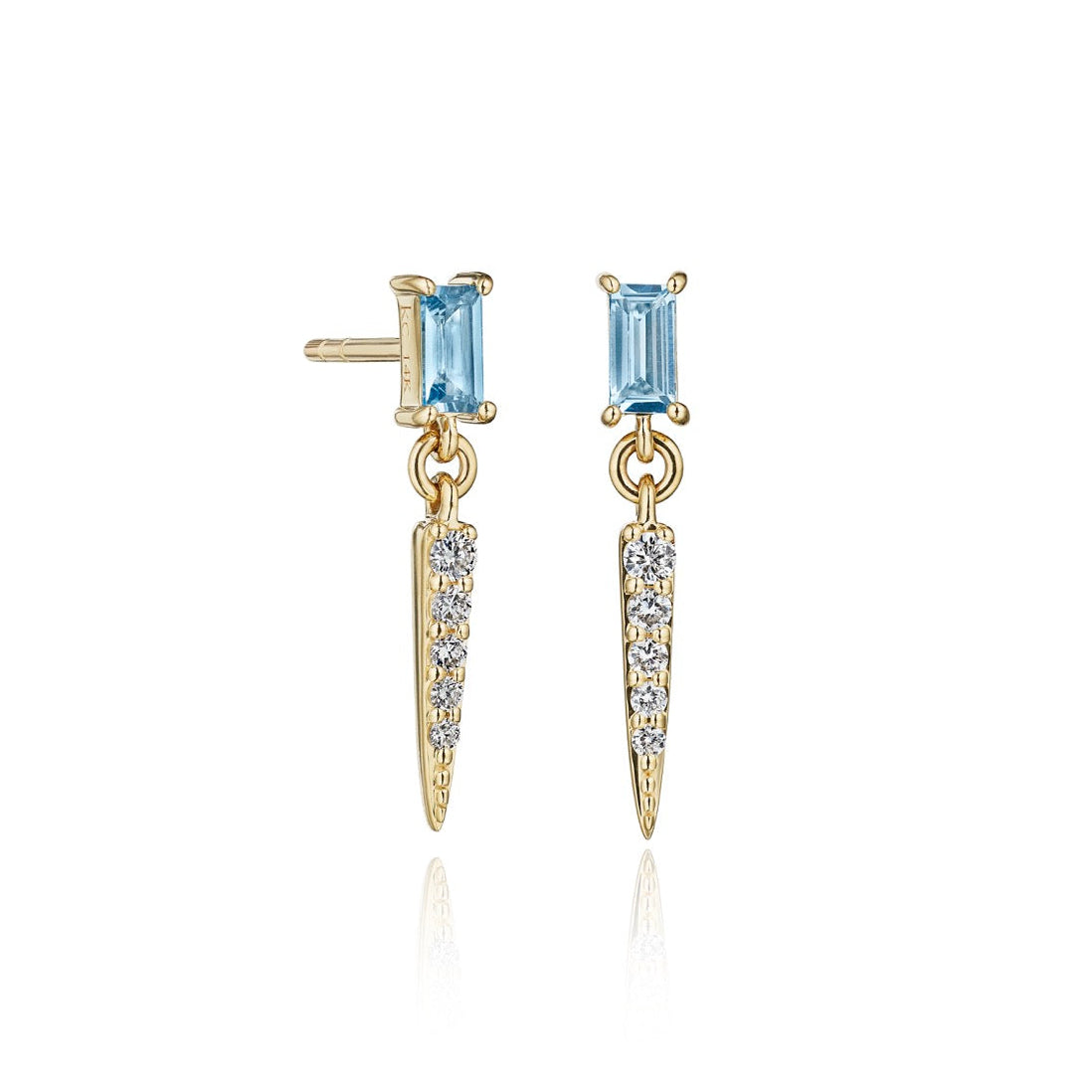 aquamarine diamond drop earrings