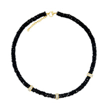 Load image into Gallery viewer, Black Onyx &amp; White Topaz  Heishi Bead Necklace
