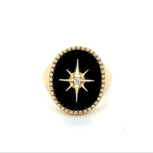 Load image into Gallery viewer, Black Onyx Starburst Signet Ring
