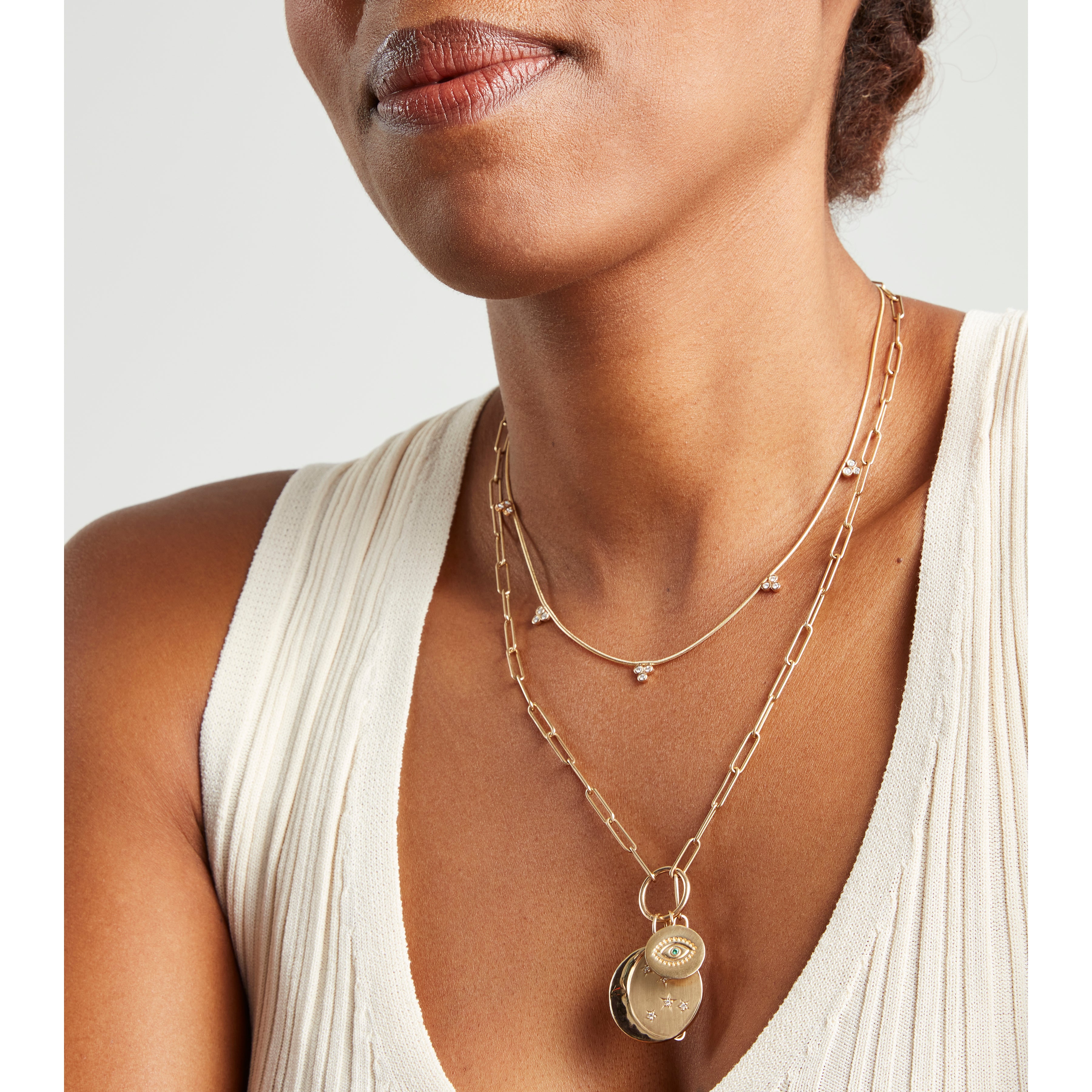 Triple Stone Station Necklace