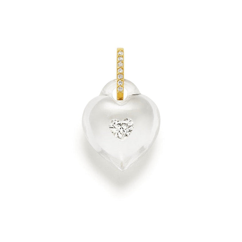 crystal heart pendant with diamond bail