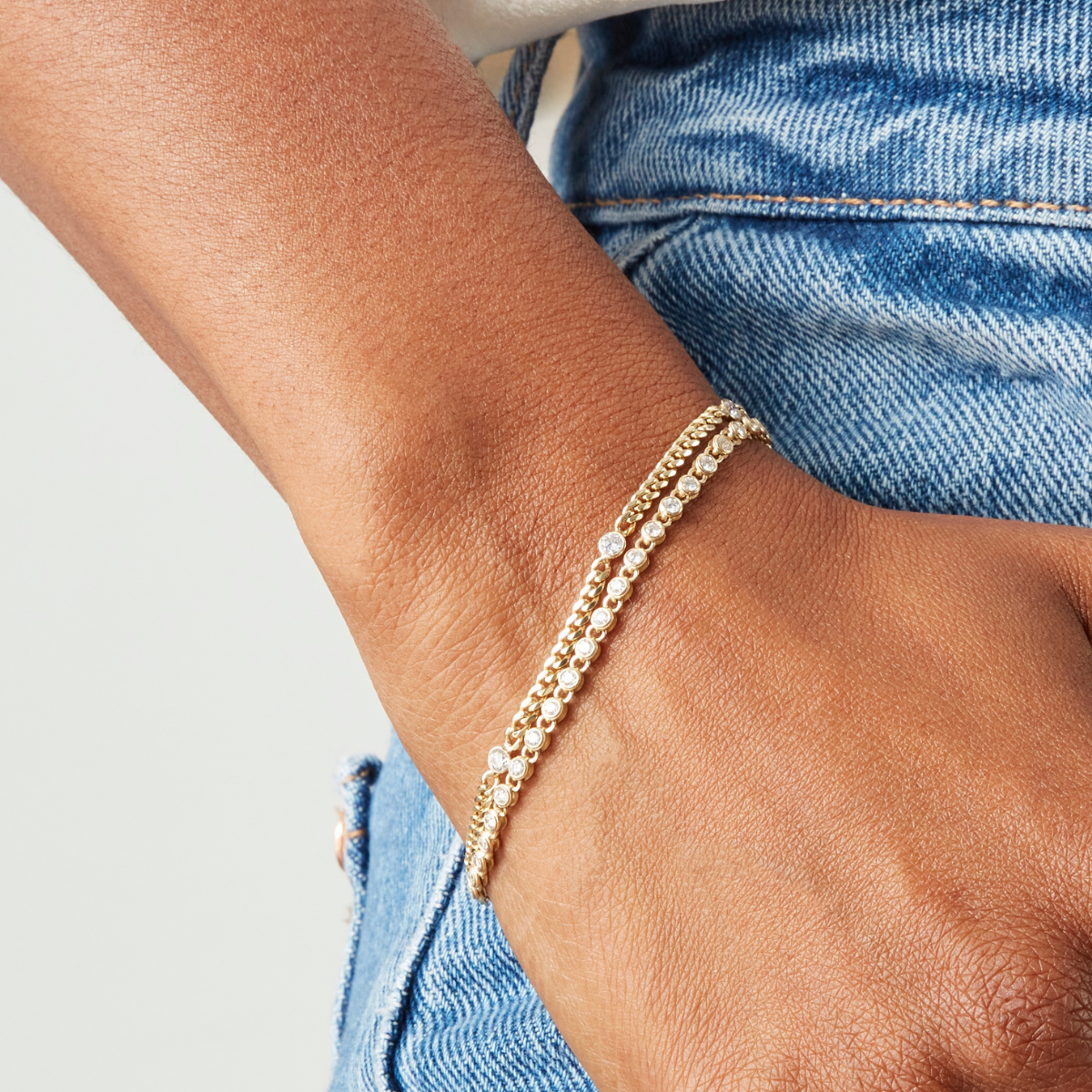 Small Diamond Curb Chain Bracelet