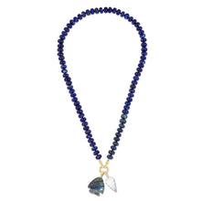 Load image into Gallery viewer, gemstone fish charm with lapis beads
