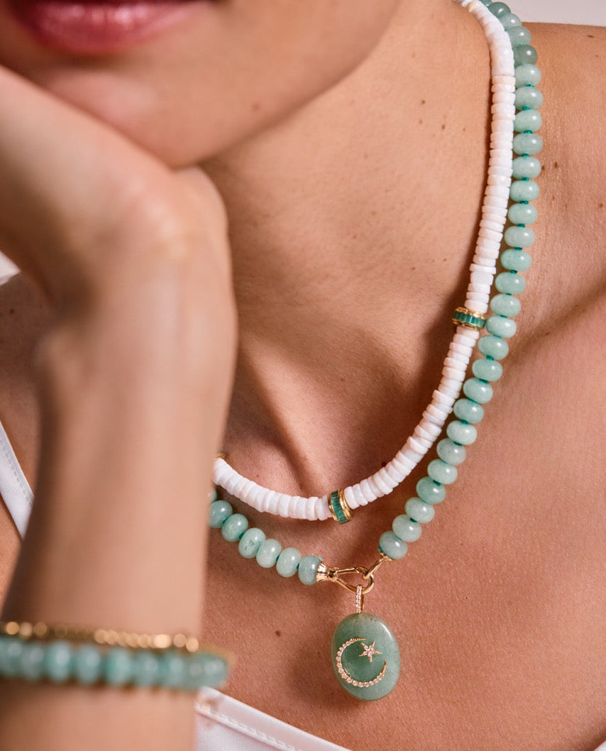 green aventurine bead necklace-charm