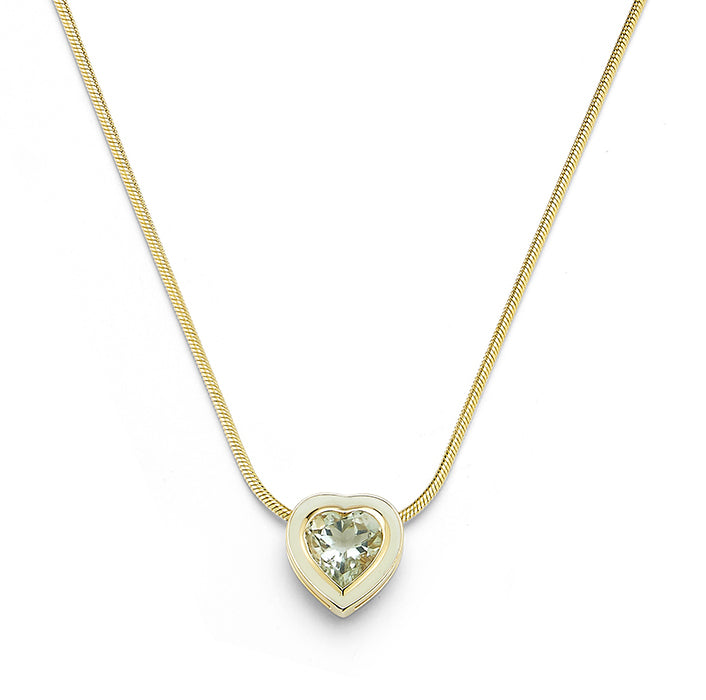 Green Amethyst Heart Necklace