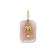 Load image into Gallery viewer, Pink Opal Emerald Cut Cabochon Dove Pendant
