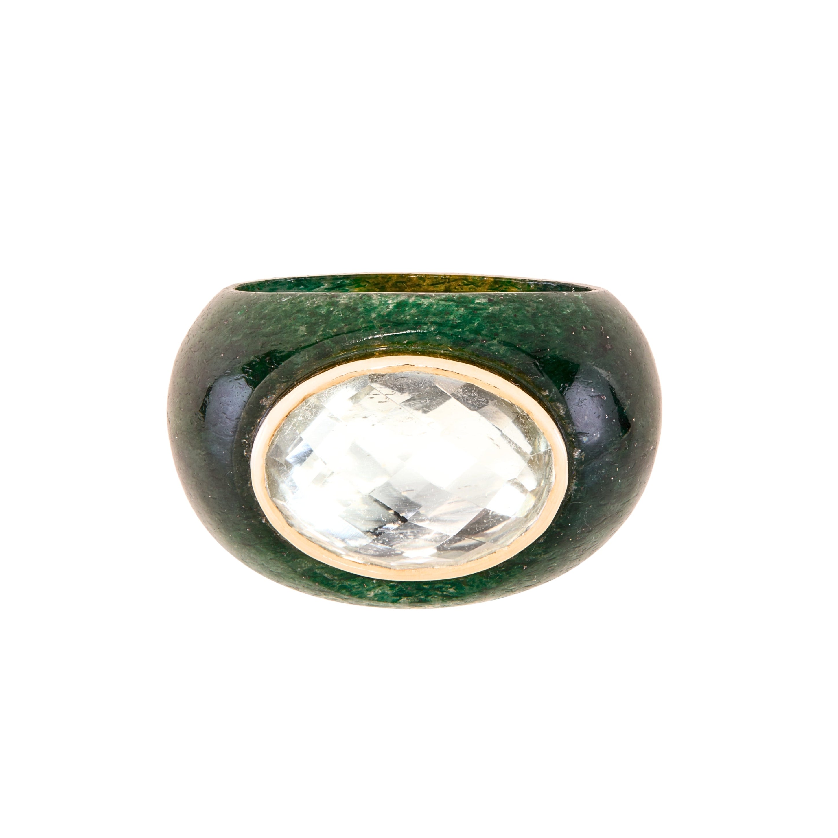 Sculptural Green Aventurine Stone Ring