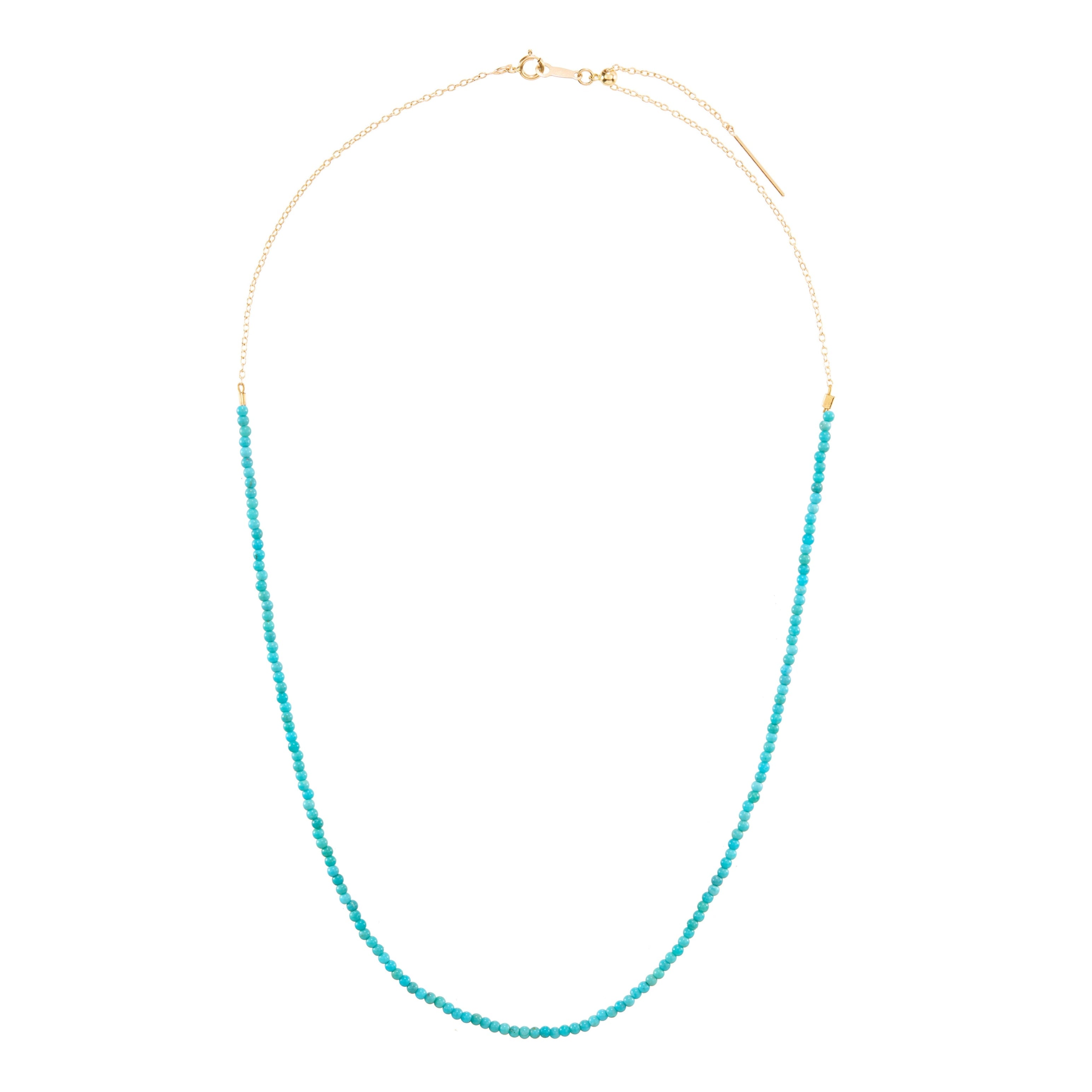 14k gold chain with turquoise beads