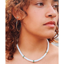 Load image into Gallery viewer, White Opal &amp; Emerald Heishi Bead Necklace
