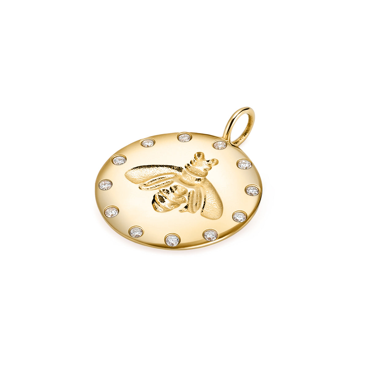 Gold Enamel Bee Charms, White Enamel Bee, Gold Cubic Bee charm in Round  DIsc Charm Medallion for Necklace Dainty Bumbell bee charm D-548